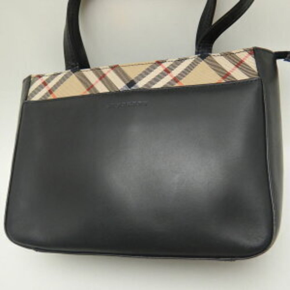 Burberry handbag black leather canvas Nova check - Picture 5 of 9